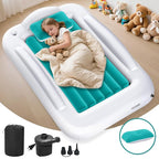Inflatable Toddler Travel Bed - Portable Toddler Kids Travel Bed with Safety Sides Complete Kids Air Mattress Set with High-Speed Pump, Ideal for Vacation Camping and Sleepover (60 Inches)