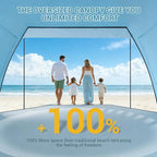 Elegear Beach Tent Sun Shelter with Canopy, 4-5 Person Pop Up Beach Tent, Easy Setup UPF 50+ UV Protection Portable Lightweight Double Silver Coating Beach Cabana Sun Shade Shelter - Sky Blue