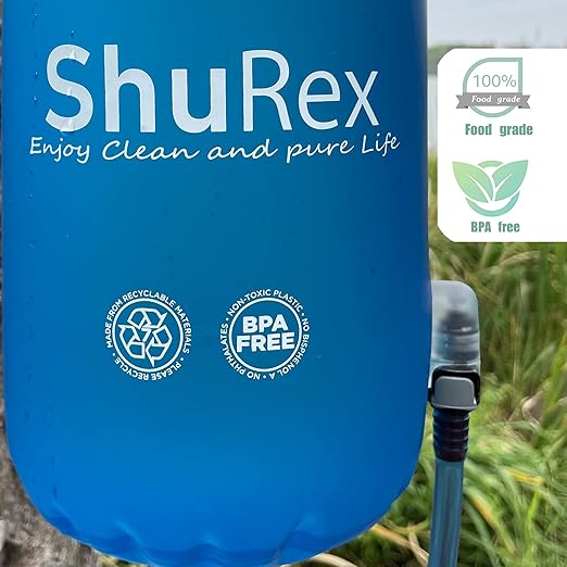 Gravity-Fed Water Bag for Sawyer Survival Water Filter Straw, 1.5 Gal Large Gravity Water Bladder Compatible with LifeStraw and Other Water Filter Straw, Foldable, BPA-Free (6L)