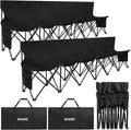 1MORE Soccer Bench - Portable Folding Team Bench, 6 Seats Foldable Sideline Benches, Soccer Chair with Bag & Backrest, Adult Team Chair for Football Camp Sport Events Outdoor Seating.Black-2PACK