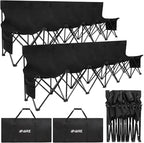 1MORE Soccer Bench - Portable Folding Team Bench, 6 Seats Foldable Sideline Benches, Soccer Chair with Bag & Backrest, Adult Team Chair for Football Camp Sport Events Outdoor Seating.Black-2PACK