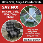 CITYBONFIRES The Chair Blanket – Reversible, Waterproof & Polar-Lined - Stretchable Elastic Back - Original Patio Chair Cover – Ideal for Homes and Outdoor Furniture- with Carry Pouch – Gray Plaid