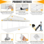 HOTEEL 10x30 Heavy Duty Pop Up Canopy Tent for Parties Event Wedding Commercial Instant Canopy with Wheeled Bag, Party Tent Waterproof UV 50+&Windproof, Upgraded Thick Hexagonal Legs, White