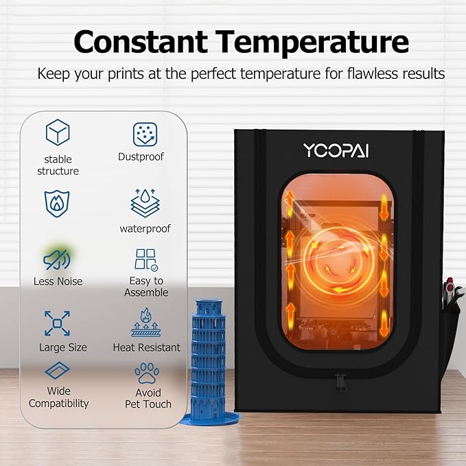 YOOPAI 3D Printer Enclosure, Dustproof Tent Constant Temperature Protective Cover for Creality Ender 3 V3 SE/KE/Ender 3/Ender 3 Pro/Ender 3V2/Ender 3 S1/ For Anycubic Elegoo Printers, 29.5×25.6×21.6"
