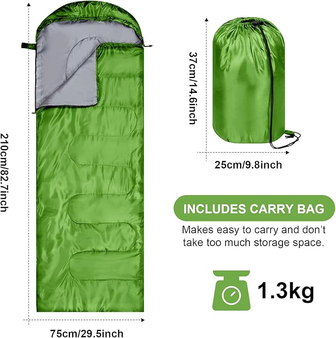 Tudomro Camping Sleeping Bag for Adults Lightweight Packable Waterproof Camping Gear Equipment to Keep Warm for Outdoor Backpacking Hiking Travel