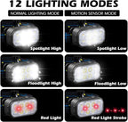 Headlamp Rechargeable 2 Pack, Super Bright LED Head Lamp, 1500 Lumen, 12 Modes, Motion Sensor, Waterproof Head Lights for Forehead for Camping, Running, Fishing, Climbing