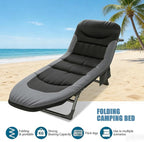 Folding Camping Cot for Adults with Adjustable Backrest & Pillow, Portable Lounge Chair Bed, 6-Position Recliner, Waterproof Outdoor Cot Supports 450lbs, Includes Side Pocket (Gray)