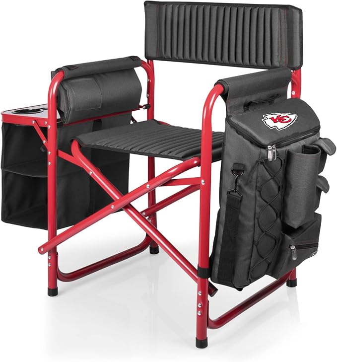 Picnic TIME NFL Unisex-Adult NFL Fusion Camping Chair with Side Table and Soft Cooler, Beach Chair for Adults, Lawn Chair