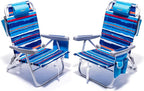 SUNNYFEEL Beach Chairs for Adults 2 Pack 5 Position Lay Flat, Portable Folding Backpack Beach Chair Heavy Duty with Cooler Bag, Cup Holder for Outdoor/Lawn/Picnic, Foldable Camping Chair