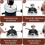 Portable Butane Burner, Butane Stove for Siphon Coffee Maker, Adjustable Flame, Gas Refillable Camping Burner with Furnace Stand for Cooking Camping and Lab