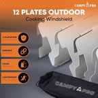 Portable Stove Windscreen – Lightweight 12-Plate Aluminum Windshield for Butane & Propane Camping Stoves, Backpacking Gear, Hiking & Picnic Camping Essentials with Drawstring Bag