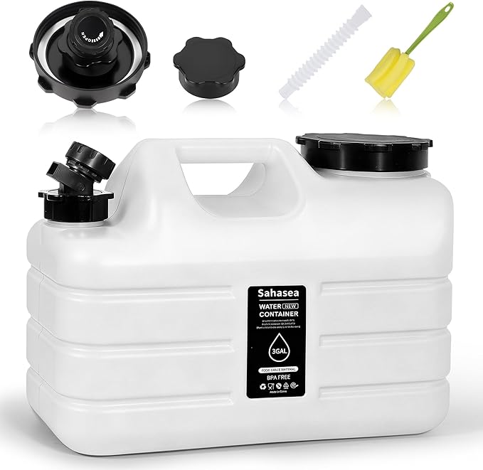 3 Gallon Water Jug, Portable Camping Water Jug BPA Free, Leak-Proof Water Storage Containers for Camping, Emergency Water Storage for Outdoor Hiking Picnic, White