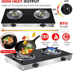 forimo Propane Gas Cooktop 2 Burners Gas Stove portable Tempered Glass Double Burners Stove Auto Ignition Camping Double Burner LPG for RV,Apartments,Outdoor