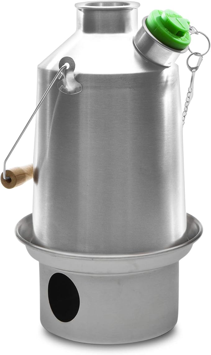 'Scout' Kelly Kettle® 40fl.oz. | Stainless Steel | Whistles When Boiled | Kettle & Camp Stove in one | Ultra-fast | Wood Fuelled | NO Batteries/Gas | Camping, Fishing, Scouts, Picnics, Emergencies