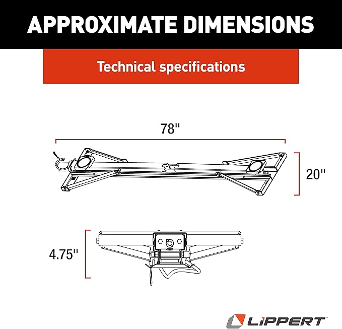 Lippert PSX1 High-Speed RV Power Stabilizer Jack System, Black Waterproof Switch Kit, Automatic Adjustment, Heavy-Gauge Powder-Coated Steel Frame, Up to 30" Extension - 298707