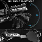 AKNEAR Rechargeable LED Headlamp Super Bright, 4500 High Lumens Head Lamp Zoomable, 25Dys+ Runtime & 12 Mode & Lightweight Comfort & 125° Adjustable Waterproof Head Light for Outdoor (2 Pack)