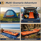 4 Inch Thick Camping Sleeping Pad with Internal Straps - R Value 4.0 for 4 Seasons, Lightweight Sleeping Mat for Hiking, Backpacking, Travel