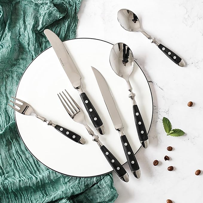 Durable 72 Piece Cutlery Set for 12 with Riveted Handles,Stainless Steel,Dishwasher Safe, Ideal for Camping, Hotels,Home