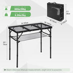 RedSwing Tri-fold Folding Picnic Table, Lightweight Height Adjustable Aluminum Frame Table with Mesh Layer for Outdoor Camping Picnic BBQ, Black