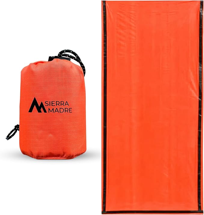Sierra Madre Emergency Sleeping Bag – Ultralight, Waterproof Mylar Thermal Bivy Sack Tent for Hiking, Bug-Out Bags, Survival Kits