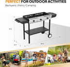 Bonnlo 3 Burner Propane Stove with Inginition, 225000BTU Gas Stove with Side Table Storage Shelf and Portable Rolling Wheels, Gas Burner for Outdoor Camping Patio Backyard Cooking Boiling Frying