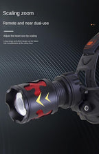 LED Headlamp Rechargeable, Head Lamp Super Bright 180000 High Lumen 9000mAh with 5 Modes, Fast Charge Batteries Zoomable, Waterproof Headlight Camping Hunting Running Fishing Biking