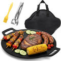 Korean BBQ Grill, Nonstick Round Griddle Pan with Bag, 12 Inch 6 Layer Coating BBQ Griddle, Cast Iron Griddles for Stove Top, Induction, Outdoor Camping, Tawa Roti Pan
