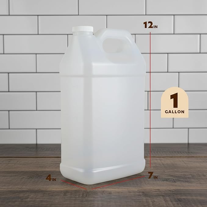 kitchentoolz 1 Gallon Water Jug with Lid – Heavy-Duty HDPE F-Style Plastic Jug for Drinking Water, Camping, Emergency Storage & Utility Liquids – Made in USA - 8 Pack