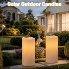 Wondise Solar Candles Outdoor Waterproof IP65 Rechargeable Solar Candles, Dusk to Dawn, Outdoor Pillar Candle for Camping Patio Porch Lanterns(2 Pack, 3" D x 8" H)