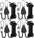 CONBOLA Camping Rope 1/8" Adjustable Rope Hanger & Pulley System with Metal Gear Heavy Duty Ratchet Tie Down Straps Camping Accessories for Tents, Tarps & Kayaks,Durable Paracord Rope for Grow Light.