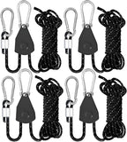 CONBOLA Camping Rope 1/8" Adjustable Rope Hanger & Pulley System with Metal Gear Heavy Duty Ratchet Tie Down Straps Camping Accessories for Tents, Tarps & Kayaks,Durable Paracord Rope for Grow Light.