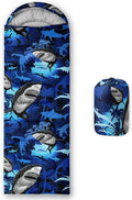 BailiPromise Shark Printed Camping Sleeping Bags,3 Season Warm & Cool Weather,Lightweight,Waterproof Sleeping Bags for Adults & Kids,Traveling,and Outdoors,Camping Gear Equipment,31x90inch, Standard