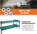 Disc-O-Bed Extra Large Portable Bunk Camping Cots with Carry Bags - Heavy-Duty Indoor or Outdoor Sleeping System, Converts to Bench or Separate Beds, 500 lb Weight Capacity Per Cot, Green