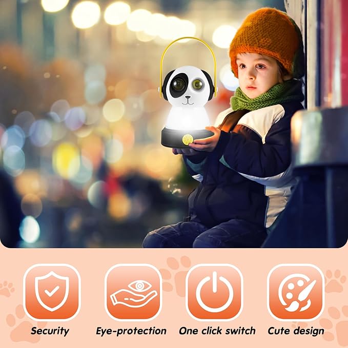 VIHOSE 2 Set Kids LED Camping Lantern and Headlamp 4 Pcs Animal Themed Camping Equipment Nightlight Battery Powered Night Light for Emergency Hurricane Lightweight Tent Lamp for Children
