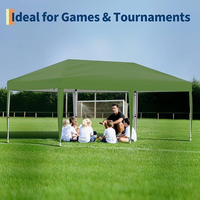 Garvee 10x10 Pop Up Canopy Tent, Heavy Duty Commercial Instant Shelter with One-Person Setup, UPF 50+ Waterproof, 100 Sq Ft Shade for Outdoor Events, Camping, Farmers Market