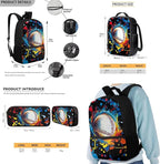Rnyleeg Soccer Theme Backpack for Boys Novelty School Backpack with Lunchbox Set Large Capacity 3 Pcs Bookbag Set for Primary School Mochilas Para NiñA