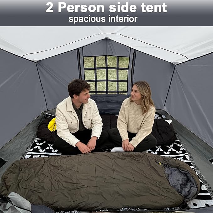 KAMPKEEPER 2 Person Canopy Side Tent, Camping Tent for 10x10 Canopies, Easy Up Cube Tents Gazebo Room with Mesh Window for Camping, Storage, Events(Canopy Not Included)