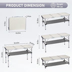 VINGLI Small Folding Table Portable 3FT Aluminum Foldable Camping Table for Picnic Card Table with 3 Adjustable Height & Carry Handle for Outdoor Indoor Hiking Camp BBQ Beach-White