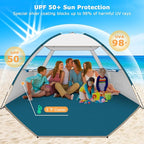 COMMOUDS Beach Tent Sun Shade for 3/4/6/8 Person, UPF 50+ Beach Sun Shelter Canopy Tent, Lightweight, Easy Set Up and Carry