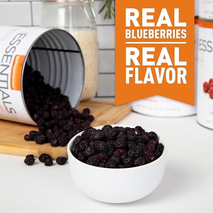 Emergency Essentials Freeze-Dried Whole Blueberries #10 Can, Freeze-Dried Blueberries, Emergency Snack Cans, Nutritious Food, 30-Year Shelf Life Food