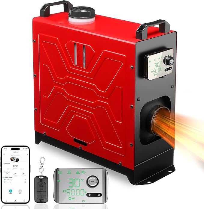 Diesel Heater 12V/24V/110V 8KW APP Remote Control Parking Air Heaters All in One Fast Heating with Muffle Silencer for Campers RV Truck Boat Bus Car Trailer Garage Home Tent