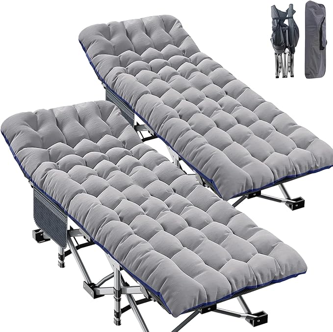 ABORON Oversized XXL Folding Camping Cot W/Mat for Adults, 78" L x 32" W x 18" H, Heavy Duty Outdoor Bed with Carry Bag,1200 D Layer Oxford Travel Camp Cots