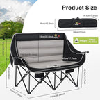 Nice C Heated Camping Chair with Battery, Outdoor Heated Folding Chairs, Double Padded Camping Chair for Adults, Camping Couch, with Cooler Bag, 2 Power Banks Included (Black&Grey)