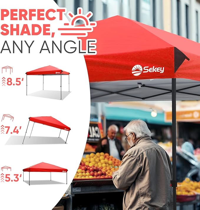Sekey 10x10 Instant Pop Up Canopy – One Push Setup Easy Up Gazebo; 99% UV Blocking Sun Shade; Waterproof & Wind Proof with Weight Bags; for Commercial Outdoor Events, Camping, Beach, Parties