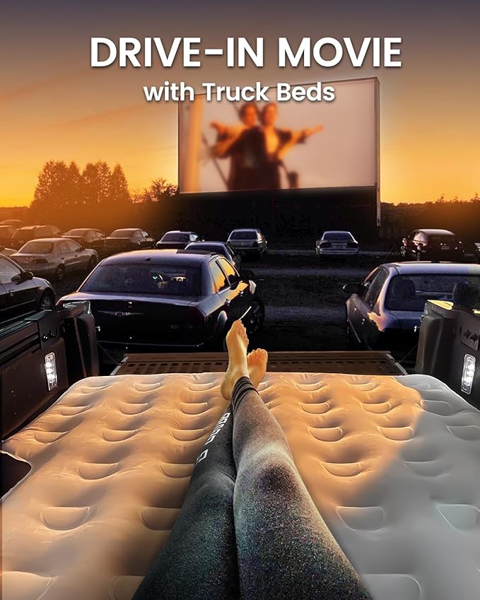 Short Truck Bed Mattress 5-5.5ft for Mid-Size Pickup,Truck Bed Air Mattress for Tacoma Honda Ridgeline Jeep Gladiator JT 5ft, Wired Air Pump, Oversized Carry Bag, Integrated Pillow