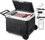 VEVOR 63.4QT/60L Car Fridge, Portable Electric Cooler with Wheels and Handle, -4℉~68℉, 12/24V DC and 100-240V AC Compressor Freezer for Outdoor, Camping, Travel, RV, Black