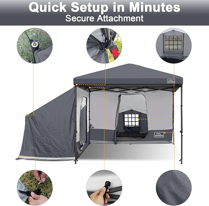 KAMPKEEPER 2 Person Canopy Side Tent, Camping Tent for 10x10 Canopies, Easy Up Cube Tents Gazebo Room with Mesh Window for Camping, Storage, Events(Canopy Not Included)