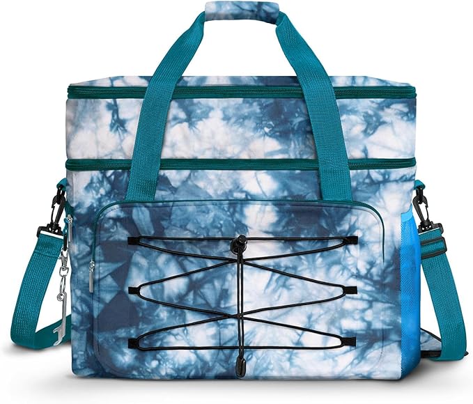 Soft Collapsible Insulated Sided Cooler - 60 Can Large Leakproof Picnic Beach Meal Prep Portable Travel Cooler for Shopping, Kayaking, Road Trips