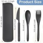 Yahenda 28 Sets Reusable Travel Utensils Set with Case Wheat Straw Cutlery Portable Spoon Knife Forks Plastic Tableware Lunch Box Accessories Bulk for Adults Travel Picnic Camping Utensils(Cold Color)
