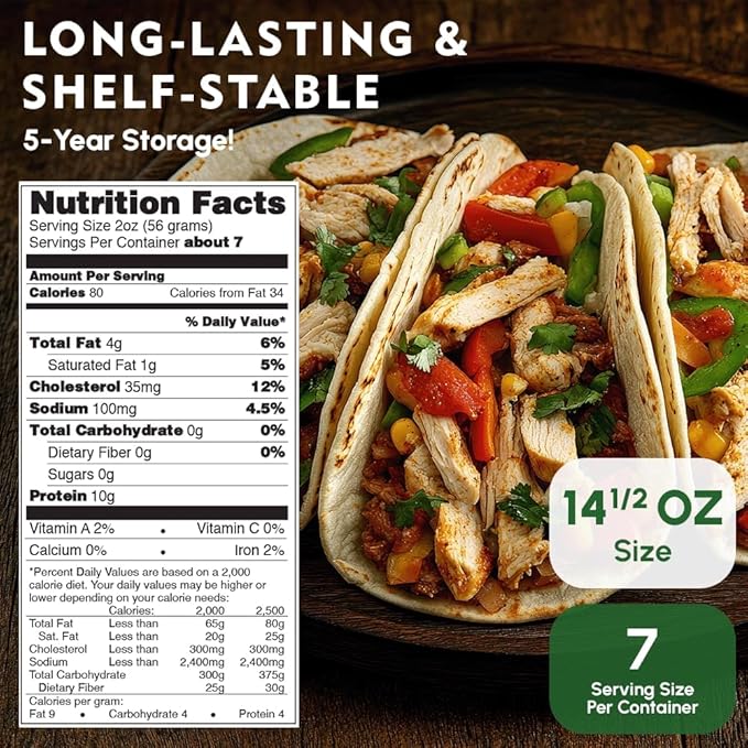 Werling & Sons Canned Chicken 14.5 Oz– Fully Cooked, Ready to Eat | Premium Quality, Recipe-Ready Canned Meat | 5-Year Shelf Life | Pantry Staple for Camping, Survival & Emergency Use | Made in USA | Pack of 6